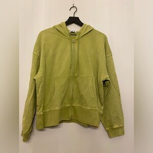 JoyLab Olive Textured Knit Sweatshirt with zipper Sz L NWT